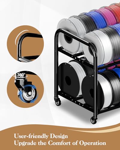 3D Printer Filament Storage Rack with Wheels, Rolling Cart, 40+ Spool Shelf - color: Large