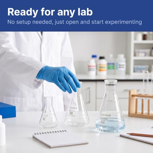 United Scientific™ Glass Erlenmeyer Flask Set, 50/150/250ml, Lab Glassware