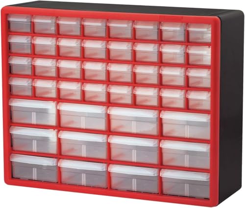 Akro-Mils 44 Drawer 10144REDBLK, Plastic Parts Storage Hardware and Craft Cabinet, (20-Inch W x 6-Inch D x 16-Inch H), Red & Black, (1-Pack) - color: Red, size: 44 Drawer, style: 1 Pack