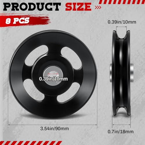 Soulchen 2-14 Pcs Aluminum Cable Pulley Wheel 90/95mm - color: Black, size: 90 mm