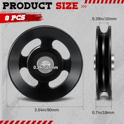 Soulchen 2-14 Pcs Aluminum Cable Pulley Wheel 90/95mm - color: Black, size: 90 mm
