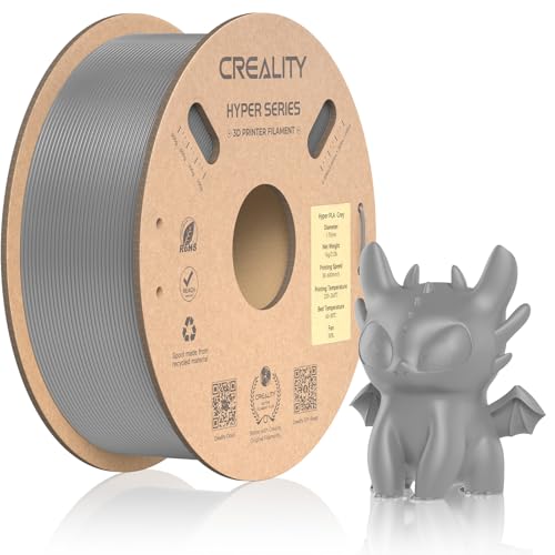 Official CREALITY Hyper PLA Filament 1.75mm, High Speed PLA 30-600mm/s 3D Printer Filament, Dimensional Accuracy +/-0.02mm, Fit Most FDM 3D Printers, 1KG(2.2lbs) Spool Gray - color: Grey