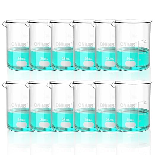 ONiLAB 25mL Glass Beaker, 12 Pcs, Borosilicate Glass - style: 25ml-12pcs
