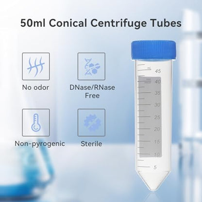 25 PCS 50mL Conical Centrifuge Tubes,Plastic Test Tube with Printed Graduation and Write-on Spot，Non-pyrogenic, DNase/RNase Free，EO sterilized,Screw Caps (Pack of 4) - size: 50ml (Pack of 4)