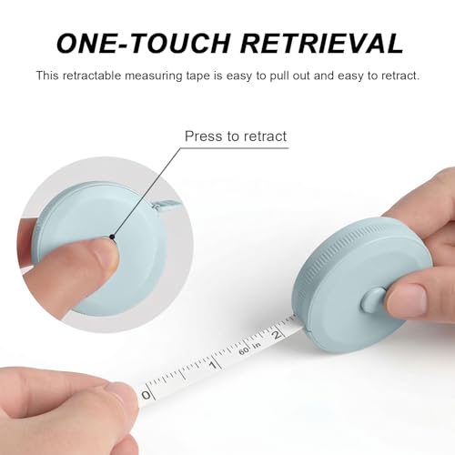 9 Pcs Tape Measure Body Measuring Tape with Soft Ruler for Sewing, Fabric, Cloth, Knitting, Tailor, DIY Home Craft, Mini Retractable Dual Scale 60 Inch - size: 9PCS