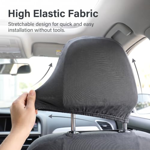 2 PCS Car Seat Headrest Covers, 9" x 10.6" Highly Elastic Knitted Car Headrest Protector, Breathable Dustproof Washable Auto Head Rest Sleeve, Universal for Vehicles SUV Truck (Gray) - color: Gray