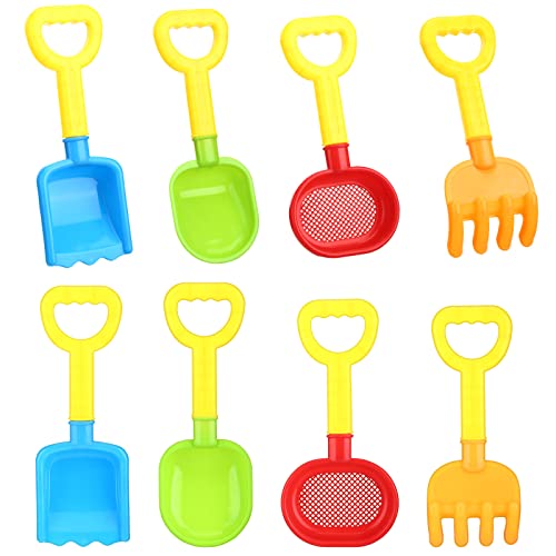 Skylety 8 Pcs Sand Shovels for Kids Beach Toys Plastic Rake Sifter - style: Vivid Style