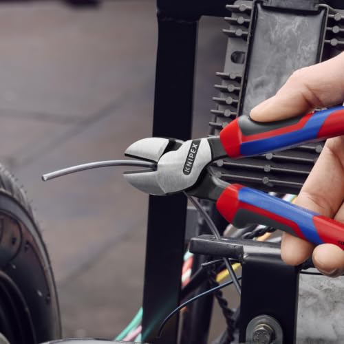 KNIPEX Tools - High Leverage Angled Diagonal Cutters, 12 Degree Angled, Multi-Component (7422200SBA), 8 inches