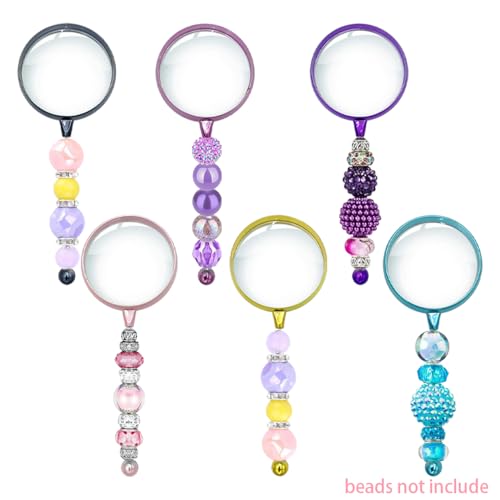 6-Piece Beadable Handle Magnifying Glass Set, Handheld Reading Magnifier