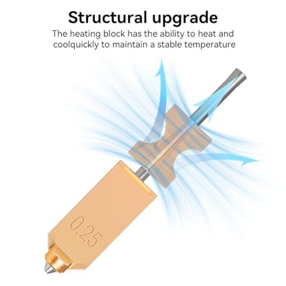 Upgraded 0.25mm AD5X Nozzle,Quick-Swap Copper Alloy Hardened Steel 3D Printer Nozzle Support High Flow Printing ONLY Compatible with Flashforge AD5X 3D Printer - color: 0.25MM
