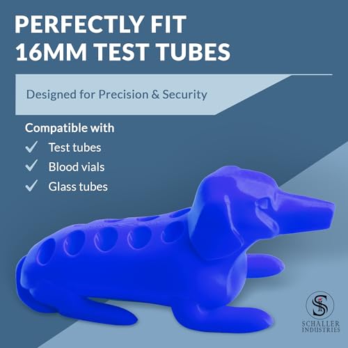 Schaller Industries Dachshund Test Tube Rack, 10 Vials, 16mm, Royal Blue - color: Royal Blue, size: 16mm Tubes