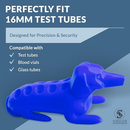 Schaller Industries Dachshund Test Tube Rack, 10 Vials, 16mm, Royal Blue - color: Royal Blue, size: 16mm Tubes