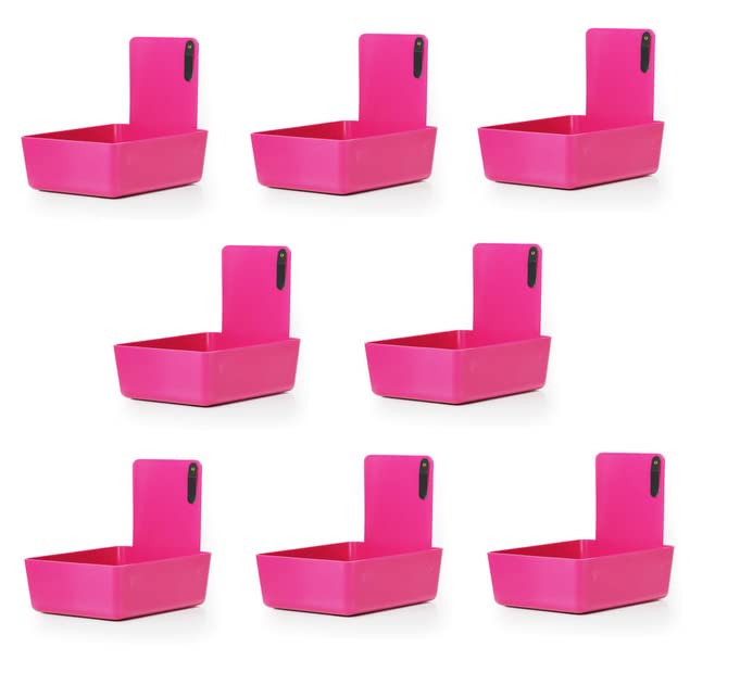 8/Pk Medium Medical Pro Lab Pan Dental Working Lab Pan Plastic with Stainless Steel Clip (Neon Pink) - color: Neon Pink