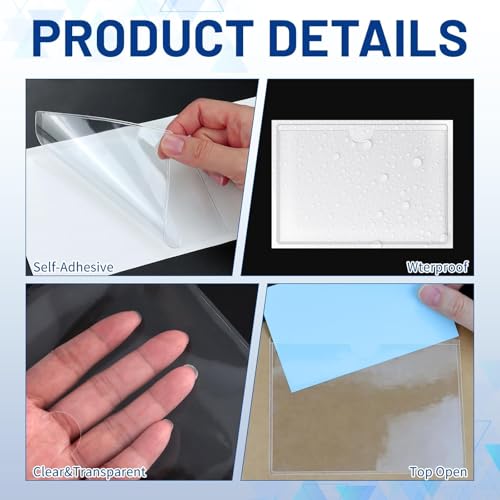 32 Pcs Index Card Holder Pockets, Clear 3x5
