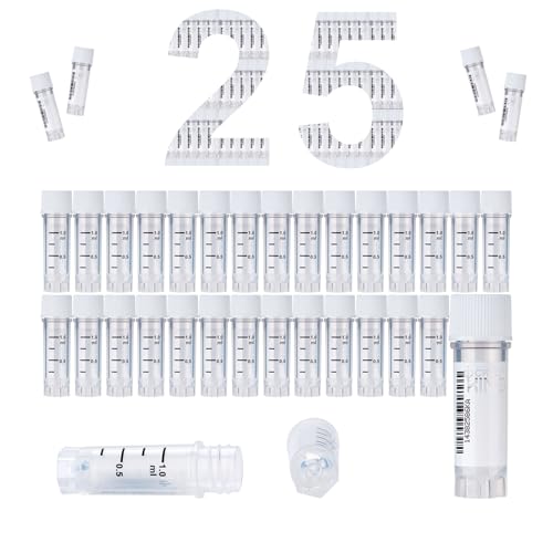 1.0ml Cryovials, Side-Coded, External Thread, White, 25Pcs - color: White, size: 1.0ml