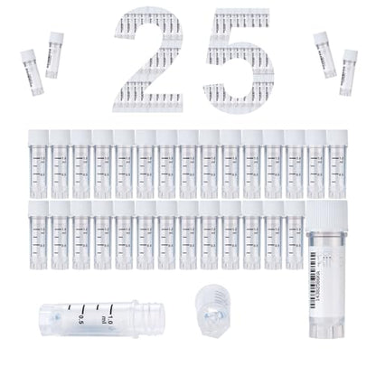 1.0ml Cryovials, Side-Coded, External Thread, White, 25Pcs - color: White, size: 1.0ml