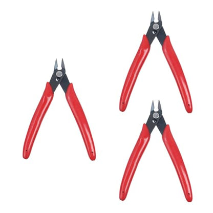 T Tulead Red Wire Cutters Carbon Steel Micro Cutter Flush Wire Electronic Tool Pliers Cutters Pack of 3 - color: Red