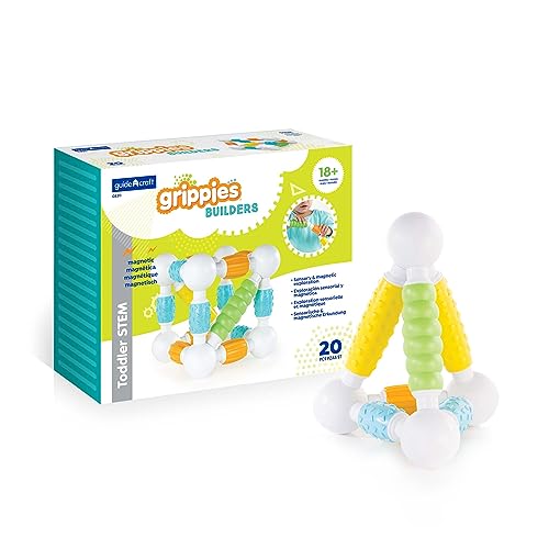 Guidecraft Grippies Builders - 20 Piece Set, Tactile STEM Soft Grip Magnetic Building Toy for Toddlers - style: Builders - 20 pc. set