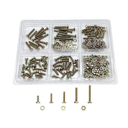 330PCS Nuts and Bolts Assortment Kit, Metric Bolt Assortment, M4 Bolts and Nuts Kit, Grade 8.8 Bolts and Nuts Kit, Metric Bolt Kit, Yellow Zinc Plated Coating, 5 Sizes, Length from 12-30mm - size: 330PCS M4
