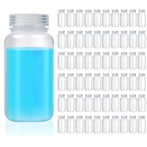 Tatuo 60 Pcs 4 oz 125ml Polypropylene Reagent Bottle Plastic Sample Bottles with Screw Caps Transparent PP Sample Containers with Lid for Liquids, Laboratory, Storage at Home (Clear) - color: Clear, size: 4 oz 125ml