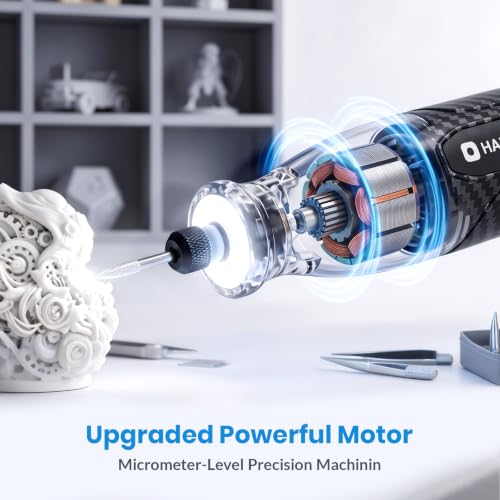 HARDELL Mini Cordless Rotary Tool for 3D Printer Sanding with 360 LED Light - color: Carbon Fiber