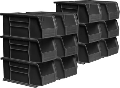 Akro-Mils 30230 AkroBins Plastic Storage Bins, 11"x5"x5", Black, 12-Pack - color: Black