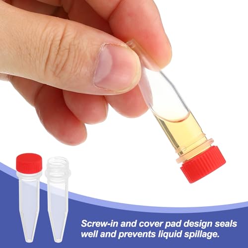 PATIKIL 1.5ml Plastic Cryogenic, 25Pcs Cryogenic Vial Screw Top Frozen Test Tube for Lab Laboratory Science, Red Cap - color: Red