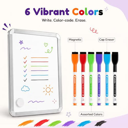 Magnetic Dry Erase Board for Fridge 8.5’’ x 11’’ with 6 Magnetic Markers