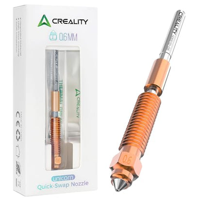 Creality K1 SE Nozzle 0.6mm, Original K1C Unicorn Quick-Swap Nozzle with Titanium Alloy Heat Break, Copper Alloy and Hardened Steel for Creality K2 SE/K1/K1 Max/Ender 3 V3 SE KE/3 V3 Plus 3D Printers - size: 0.6mm