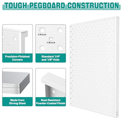 EVERHANGER Metal Pegboard Display Stand, Freestanding Tabletop Pegboard - color: White, size: 2pack 12"X16"