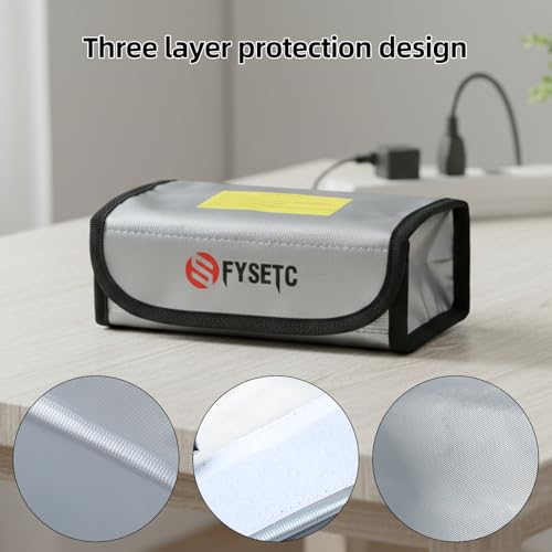 FYSETC Upgraded Spare Parts for FDM Printers: Fireproof Storage Bag for LiPoBattery and Other Power Adapter for P2S P1P P1S A1 X1C H2S H2D H2C 5M Pro AD5X Kobra3 Max Silver