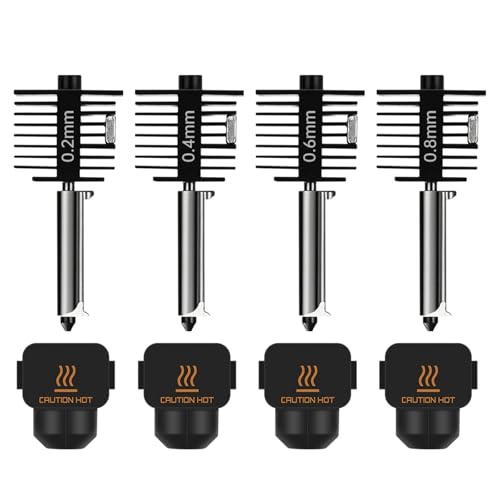 4-Pack Bamboo A1 mini/A1/A2L Hotend Kit, 0.2/0.4/0.6/0.8mm Hardened Steel Nozzle for Bambu Lab A1 Series/A2L, 3D Printer Print Head Replacement Nozzle for Bambu A1 Parts Precision&High-Speed Printing - style: Hotend Kit（0.2/0.4/0.6/0.8mm）
