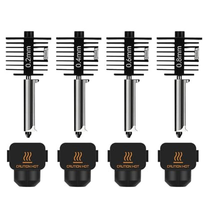 4-Pack Bamboo A1 mini/A1/A2L Hotend Kit, 0.2/0.4/0.6/0.8mm Hardened Steel Nozzle for Bambu Lab A1 Series/A2L, 3D Printer Print Head Replacement Nozzle for Bambu A1 Parts Precision&High-Speed Printing - style: Hotend Kit（0.2/0.4/0.6/0.8mm）