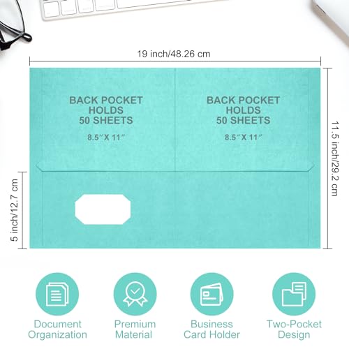 Harloon 75 Pack Light Blue Two Pocket Paper Folders Bulk, Letter Size - color: Light Blue