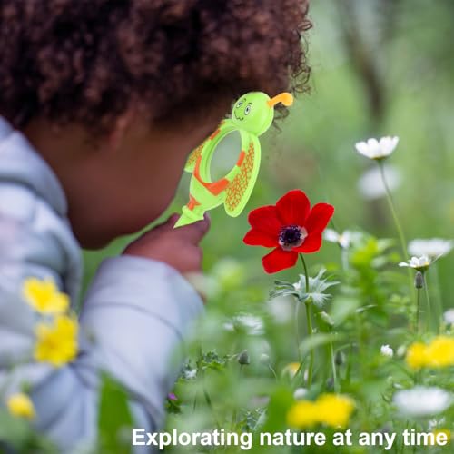 Kids Bee Magnifying Glass Handheld Magnifier for Outdoor Nature Exploration - color: Green