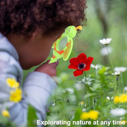 Kids Bee Magnifying Glass Handheld Magnifier for Outdoor Nature Exploration - color: Green
