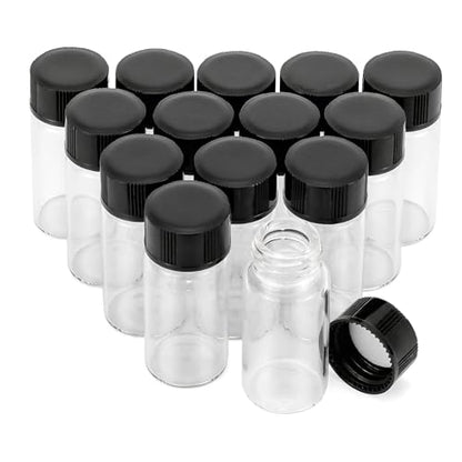 14pcs 5ml Small Clear Glass Bottle Vials with Plastic Screw Cap - color: Clear, size: 5ml