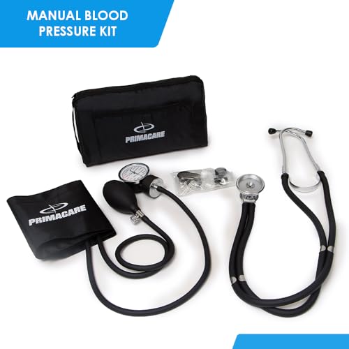 Primacare DS-9181-BK Professional Aneroid Sphygmomanometer and Sprague Rappaport Stethoscope, Manual Blood Pressure Kit with Cuff and Carrying Case, Black - color: Black