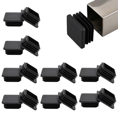 16 Pack 2"x 2" Black Square Tube End Cap Plastic Plugs - color: Black, size: 2" - 16 pcs
