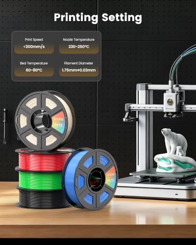 PETG Filament, 3D Printer Filament, 1KG (2.2lbs) White - color: A-white
