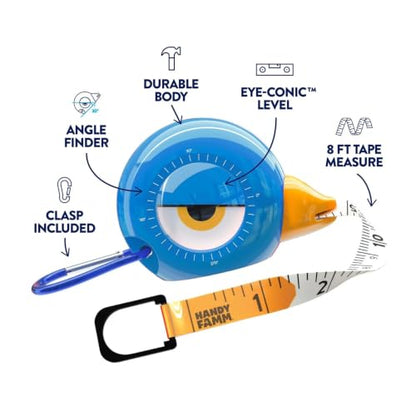 Handy Famm Kids Tape Measure, 8ft Retractable Measuring Tape, Blue Toto - color: Blue Tape Measure