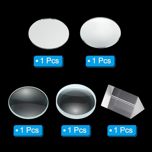 PATIKIL 5 Pcs Optical Lens Double Convex Lens Double Concave Lens Clear