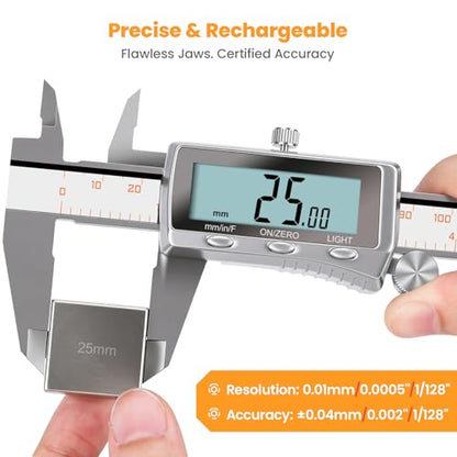 HARDELL Digital Caliper 12 Inch, Rechargeable All Metal W/Backlight Screen - size: 12 Inch