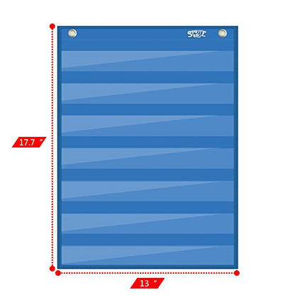 Magnetic Pocket Chart with 10 Dry Erase Cards for Standards,Daily Schedule,Activities,Class demonstrations (Blue) - color: Blank Pocket Chart（blue）