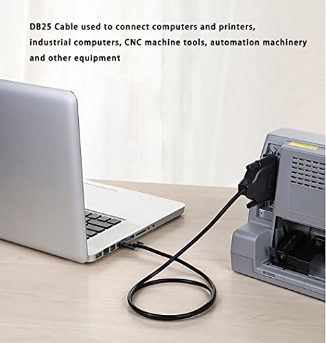 DB25 Male to Female Extension Cable 10FT, 26awg Tinned Copper Wires,Double-Shielded with Foil &Metal Braid, D-SUB 25 PIN RS232 Serial Cable in Black - color: Male to Female, size: 10 feet