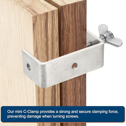 HARFINGTON 2Pcs 304 Stainless Steel C Clamps 100mm with Press Screw,Silver - size: 100mm