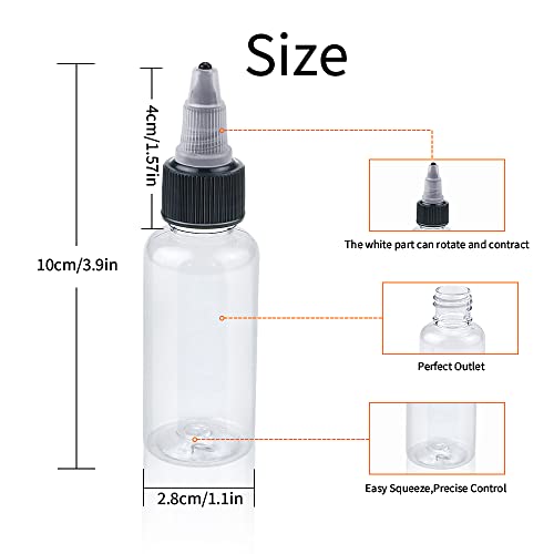 40 Pack 1oz Clear Plastic Squeeze Bottles with Twist Caps