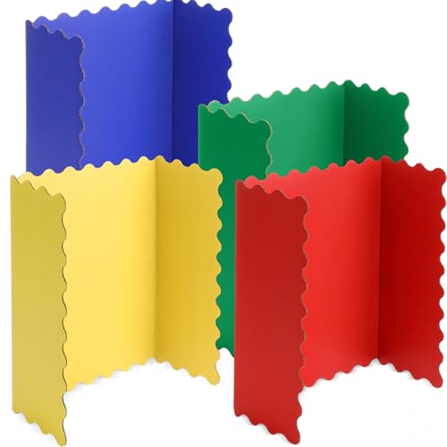 Mooliwe 4 Pack 24" x 16" Trifold Poster Board Scalloped, Rainbow - color: Rainbow, size: 24" X 16"