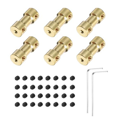 MECCANIXITY 6pcs 2mm to 2.3mm Brass Shaft Coupling Joint Connector with Screws and Hex Wrench Flexible Motor Shaft Coupler for Car Wheels Tires Shaft Motor - size: 2mm to 2.3mm