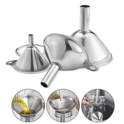 Small Funnels for Filling Bottles Stainless Steel Kitchen Funnels (Short) - size: Short-handled